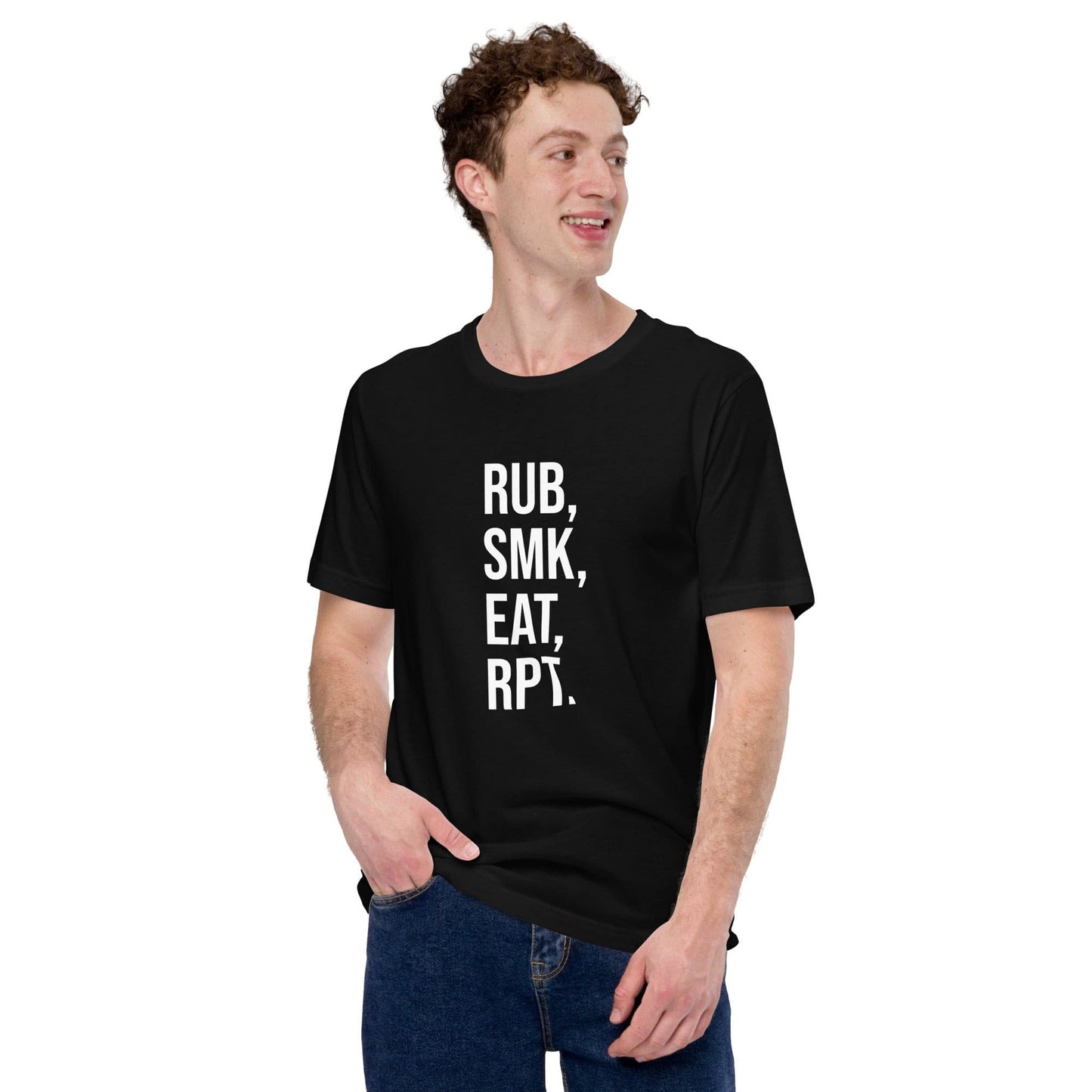 Rub, Smk, Eat, Rpt Unisex t-shirt.