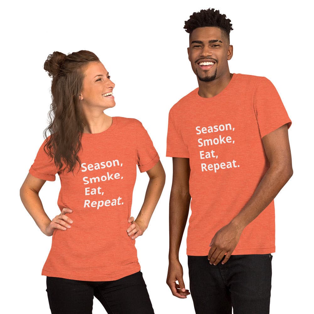 Season, Smoke, Eat, Repeat Unisex t-shirt.
