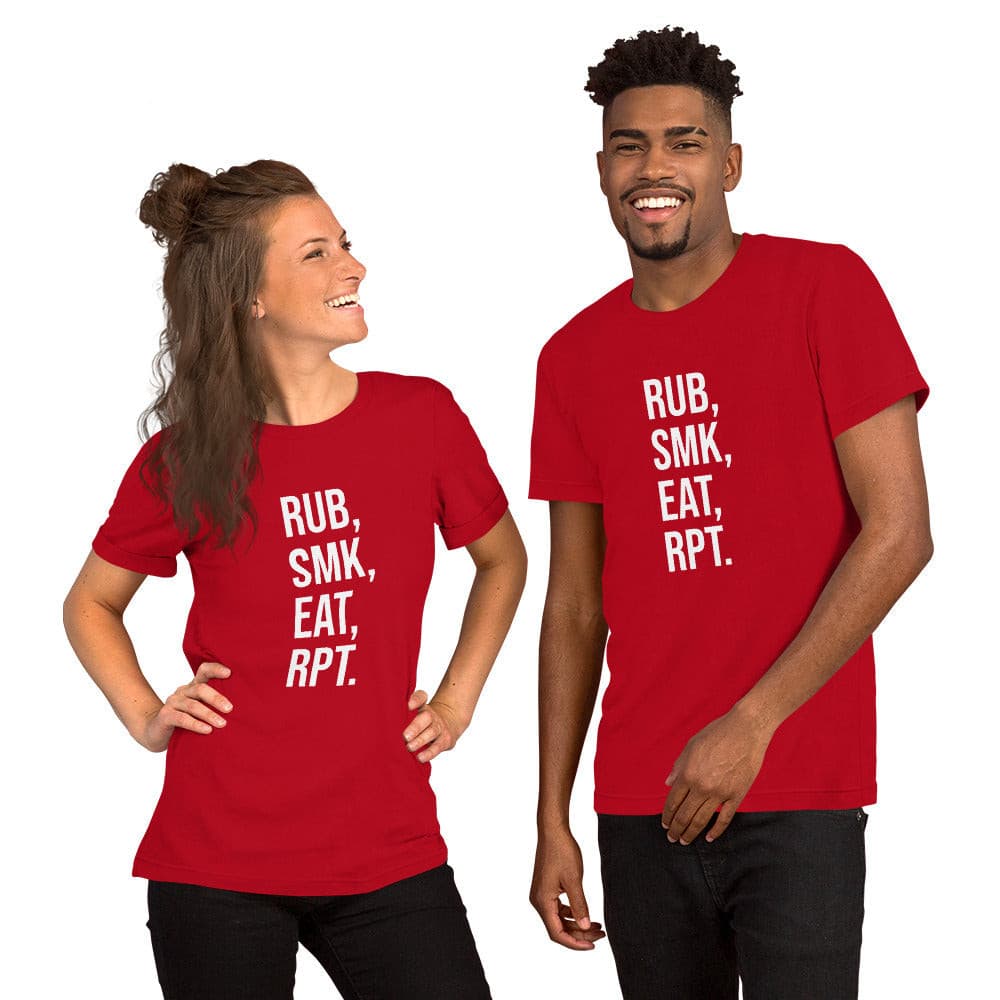 Rub, Smk, Eat, Rpt Unisex t-shirt.